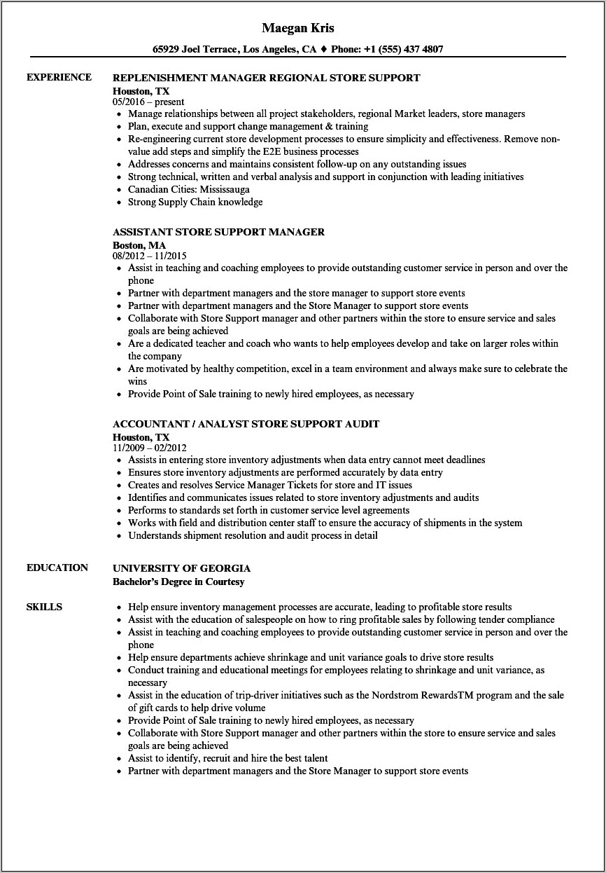 Retail Customer Service Resume Job Description