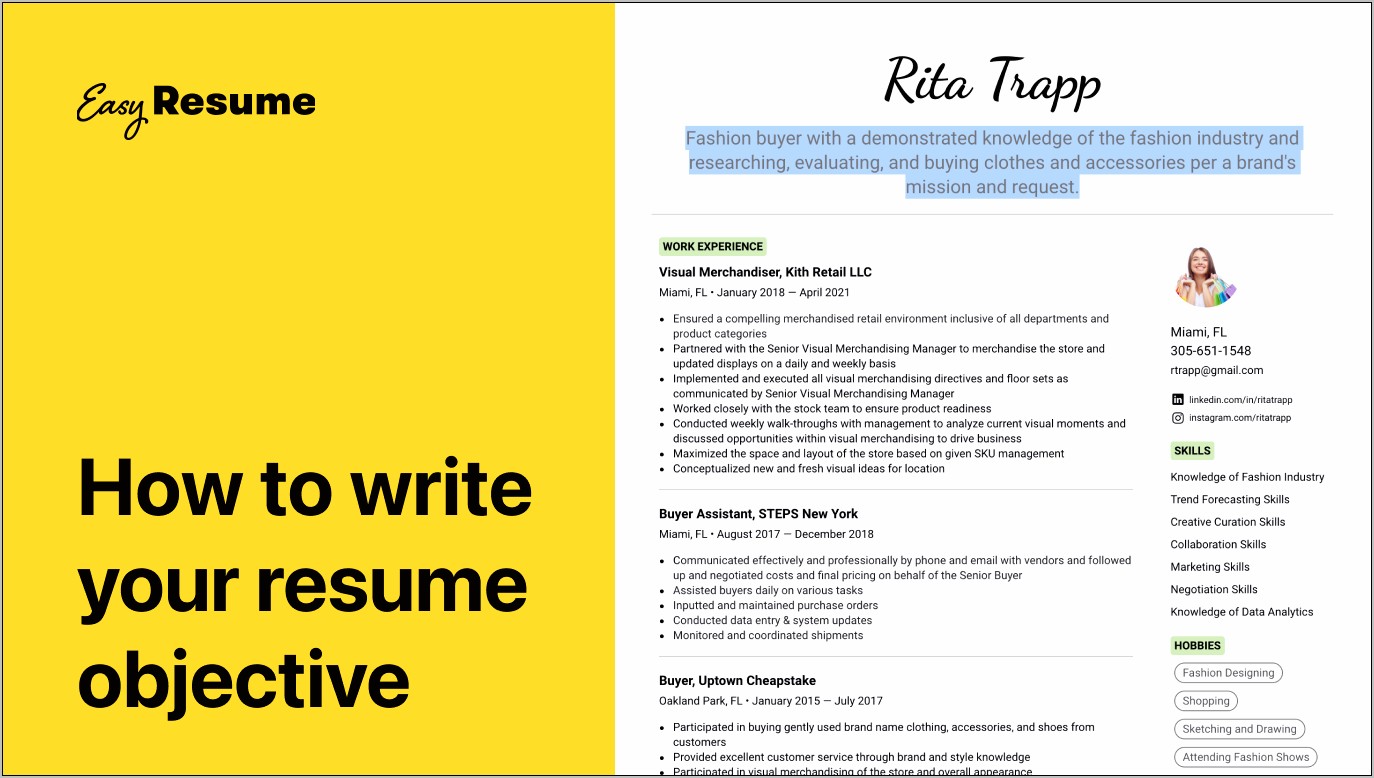 Retail Management Ojectives To Put On A Resume