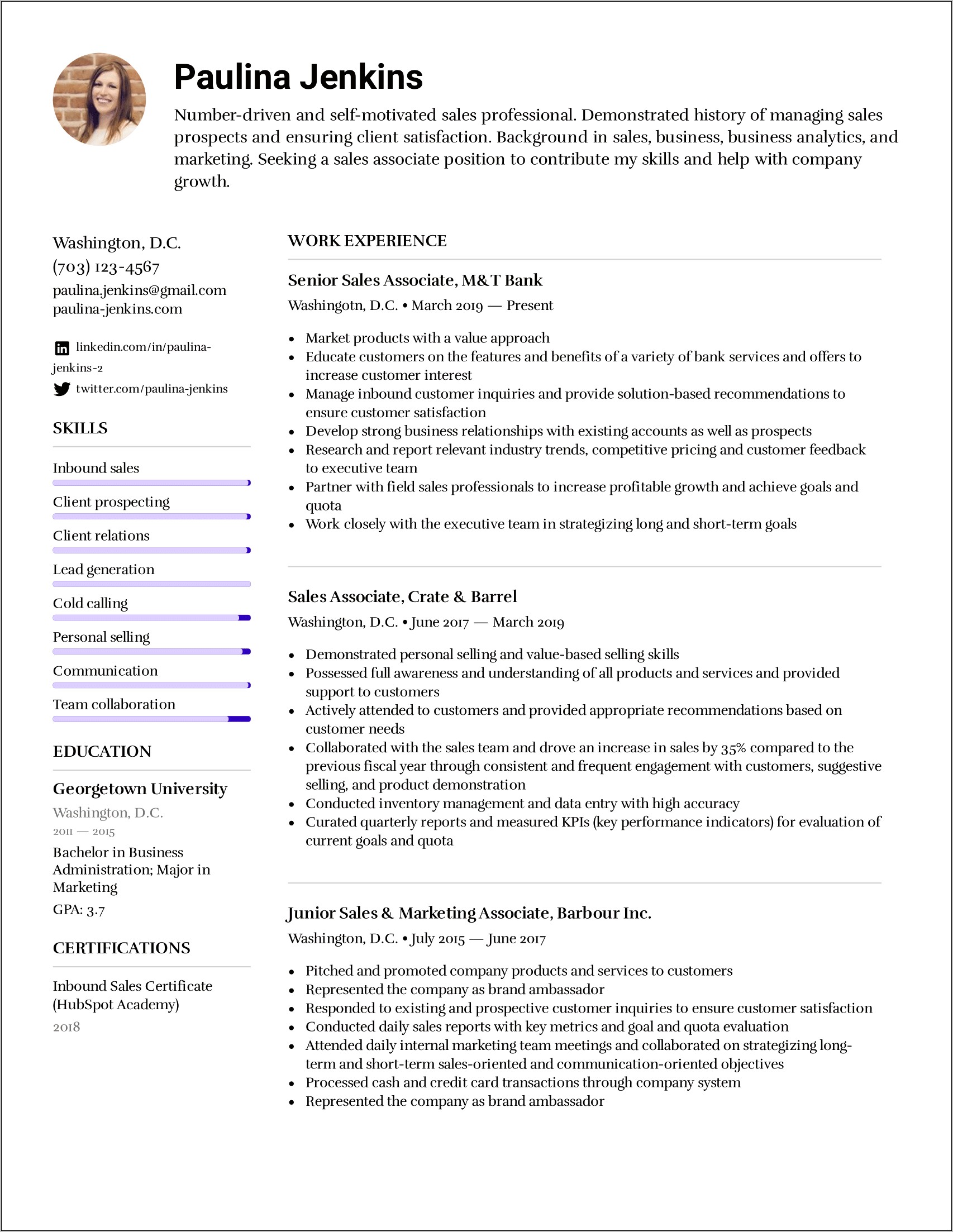 Retail Sales Associate Job Resume Description Sample