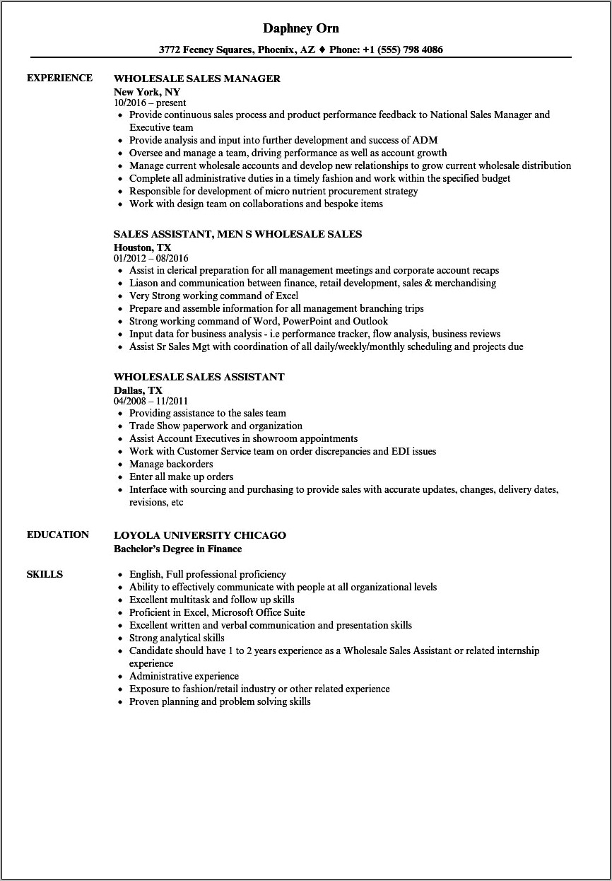 Retail Sales Job Description For Resume