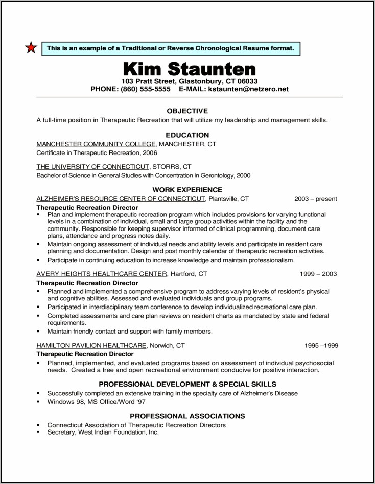 Reverse Chronological Resume Tamplate For Word