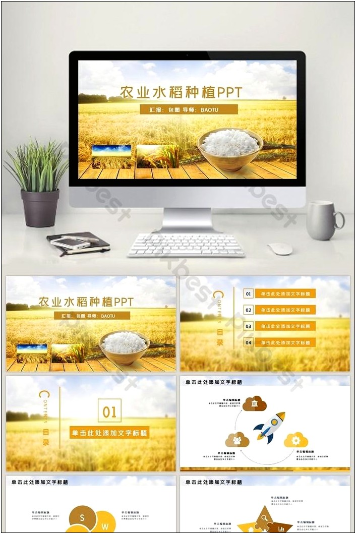 Rice Field Powerpoint Templates Free Download