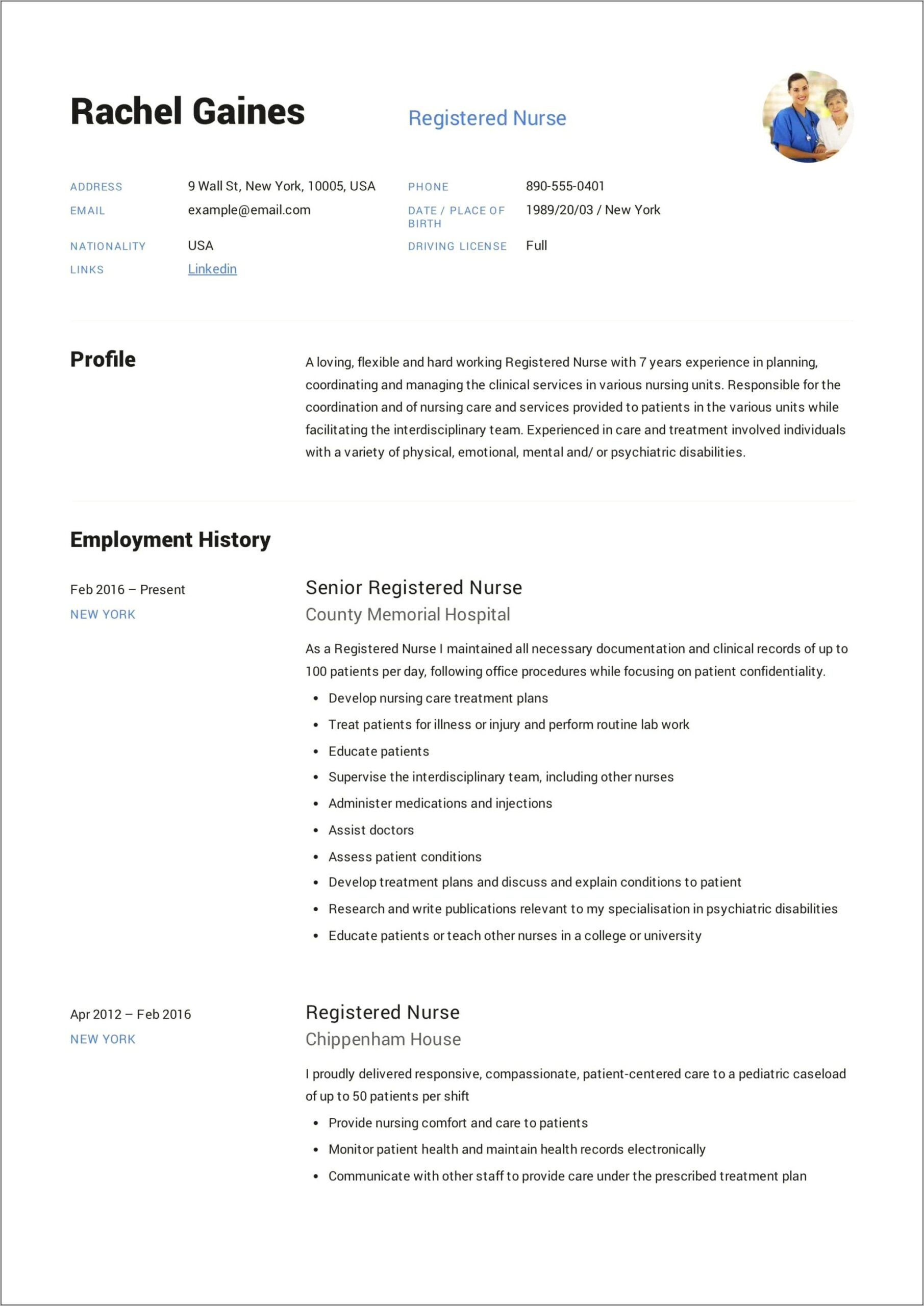 Rn Nursing Resume For Multiple Jobs