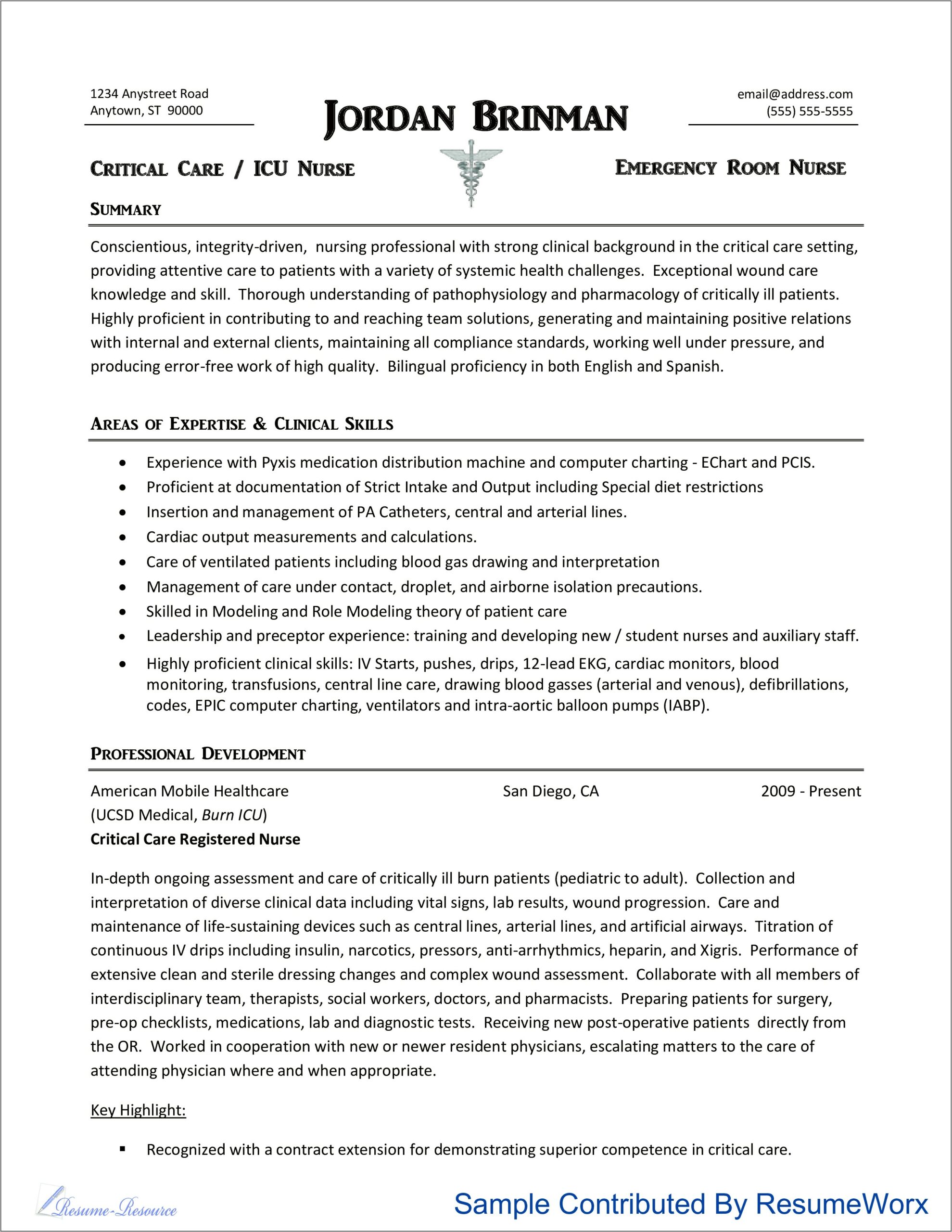 Rn Resume Examples For Healthcare Workers