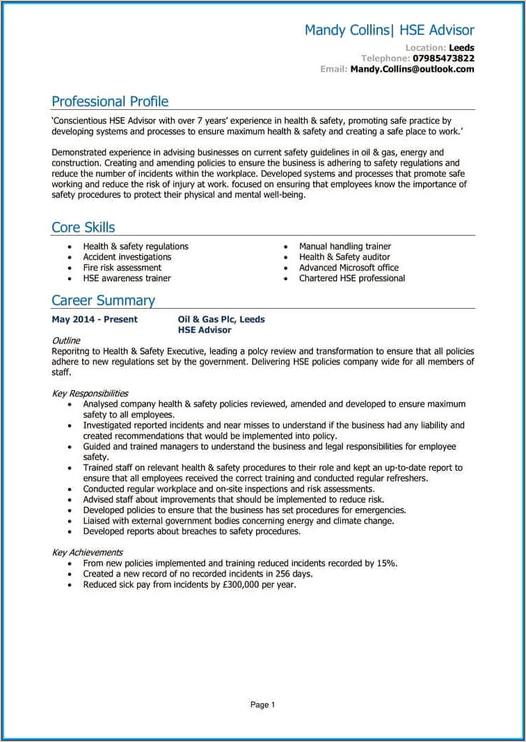 Safety Training Examples For Construction Resume Examples