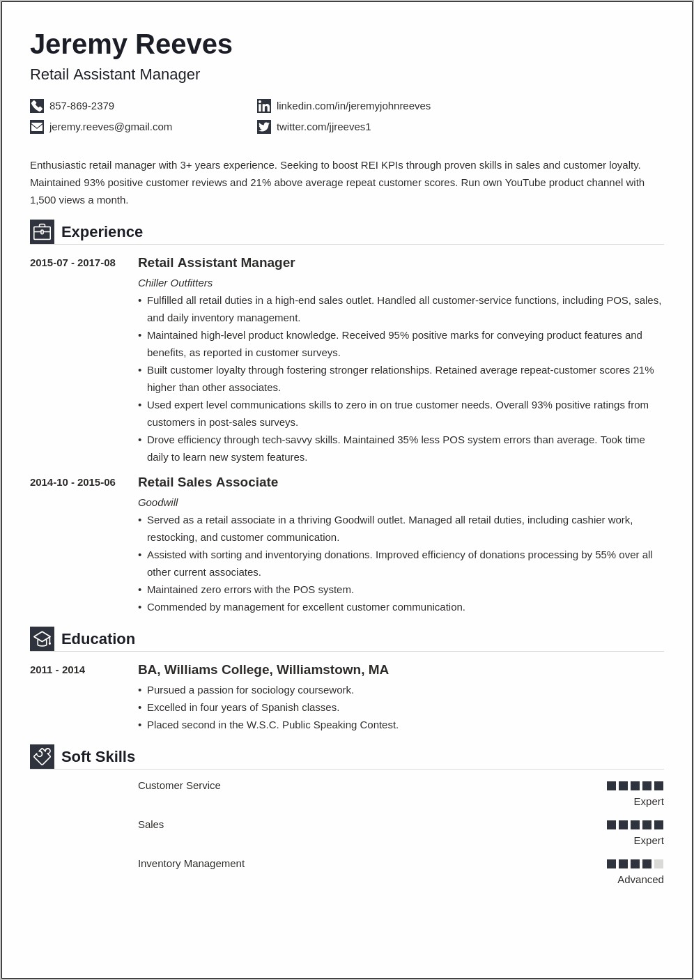 Sales Account Manager For Beverage Company Resume Summary