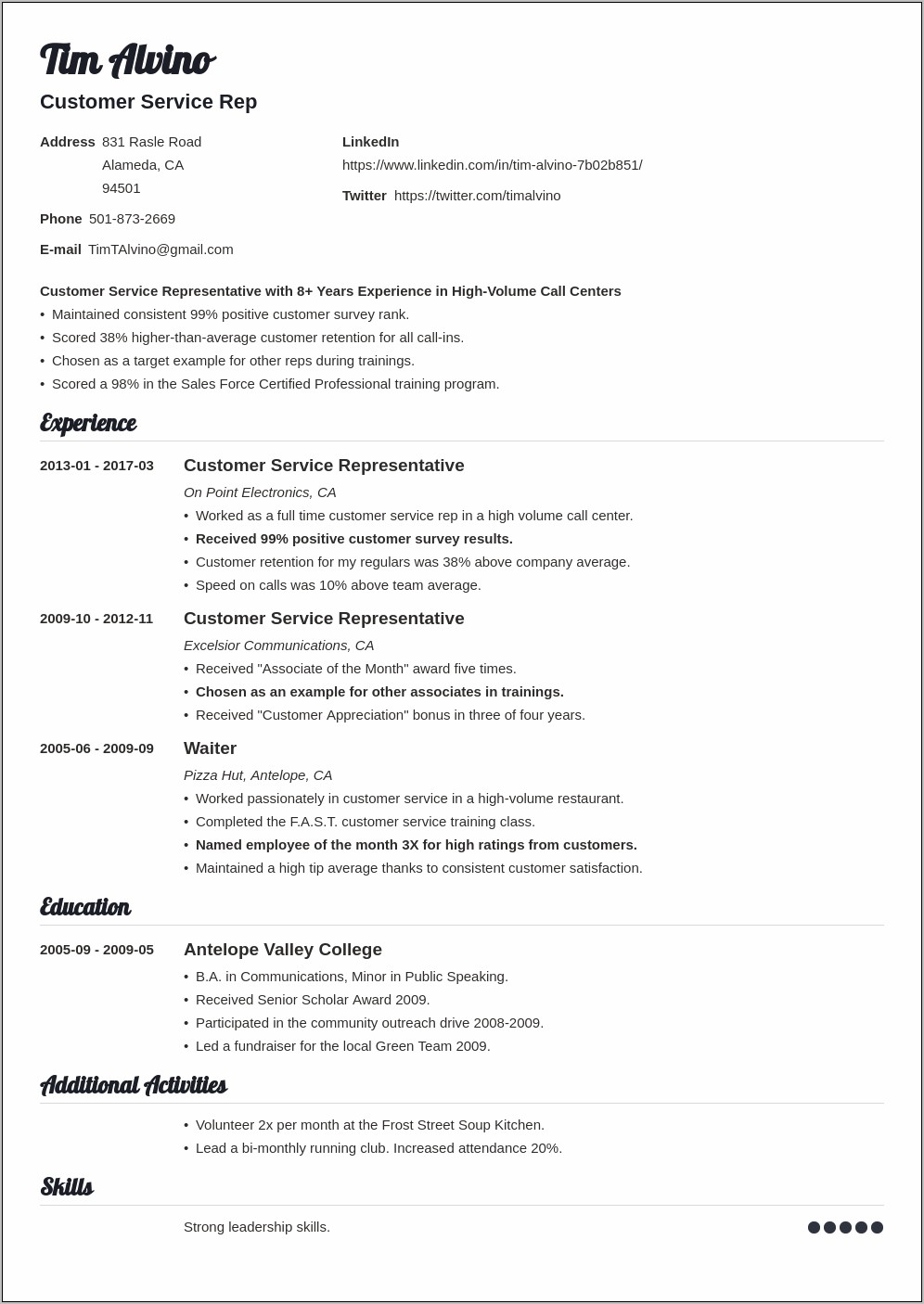 Sales And Customer Service Resume Professional Summary