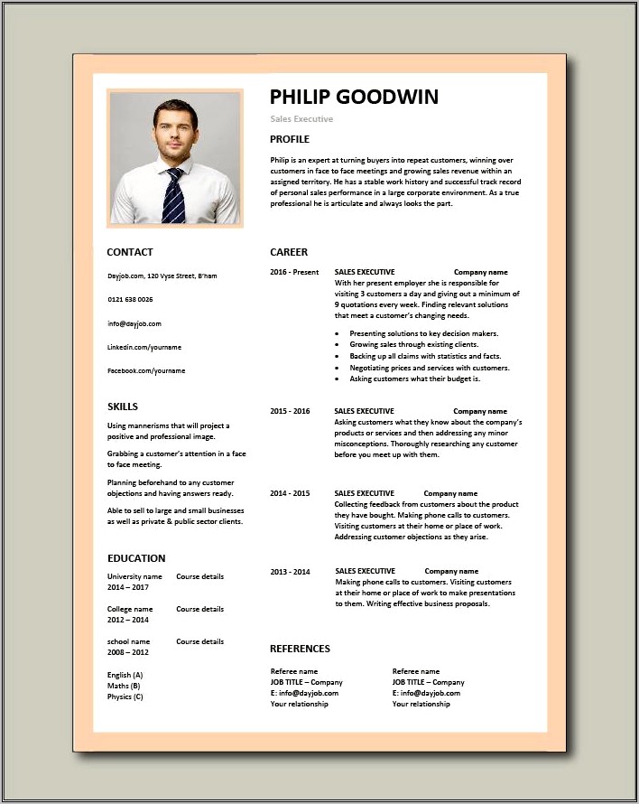 Sales And Marketing Executive Resume Examples