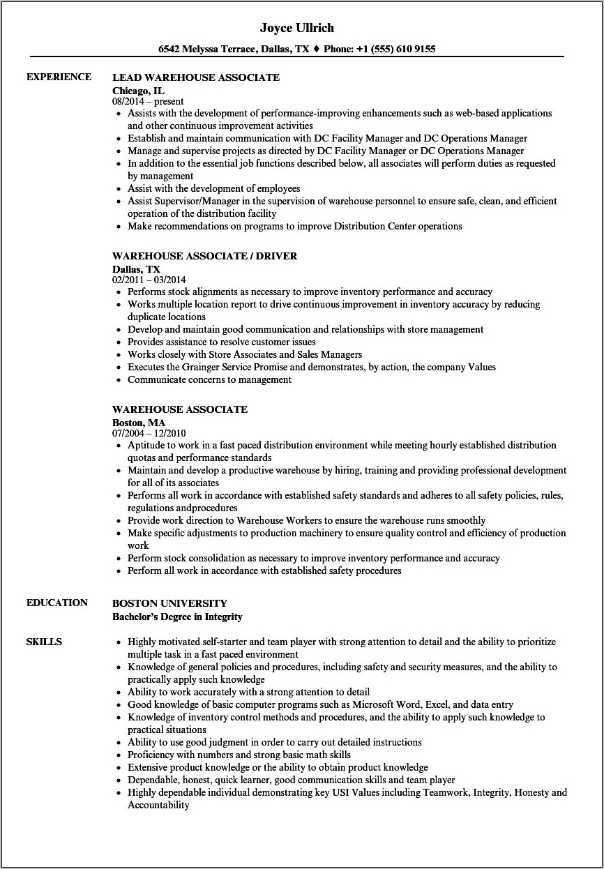 Sales Associate For Office Depot Resume Template