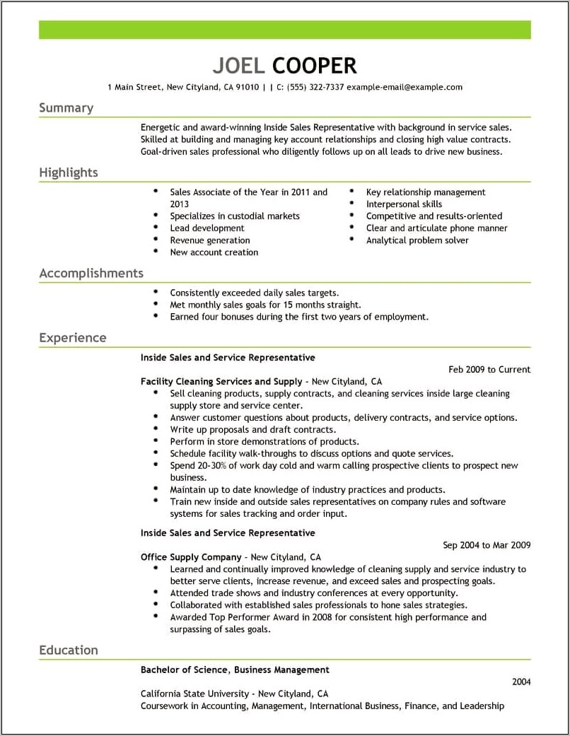 Sales Experience To Put On Resume