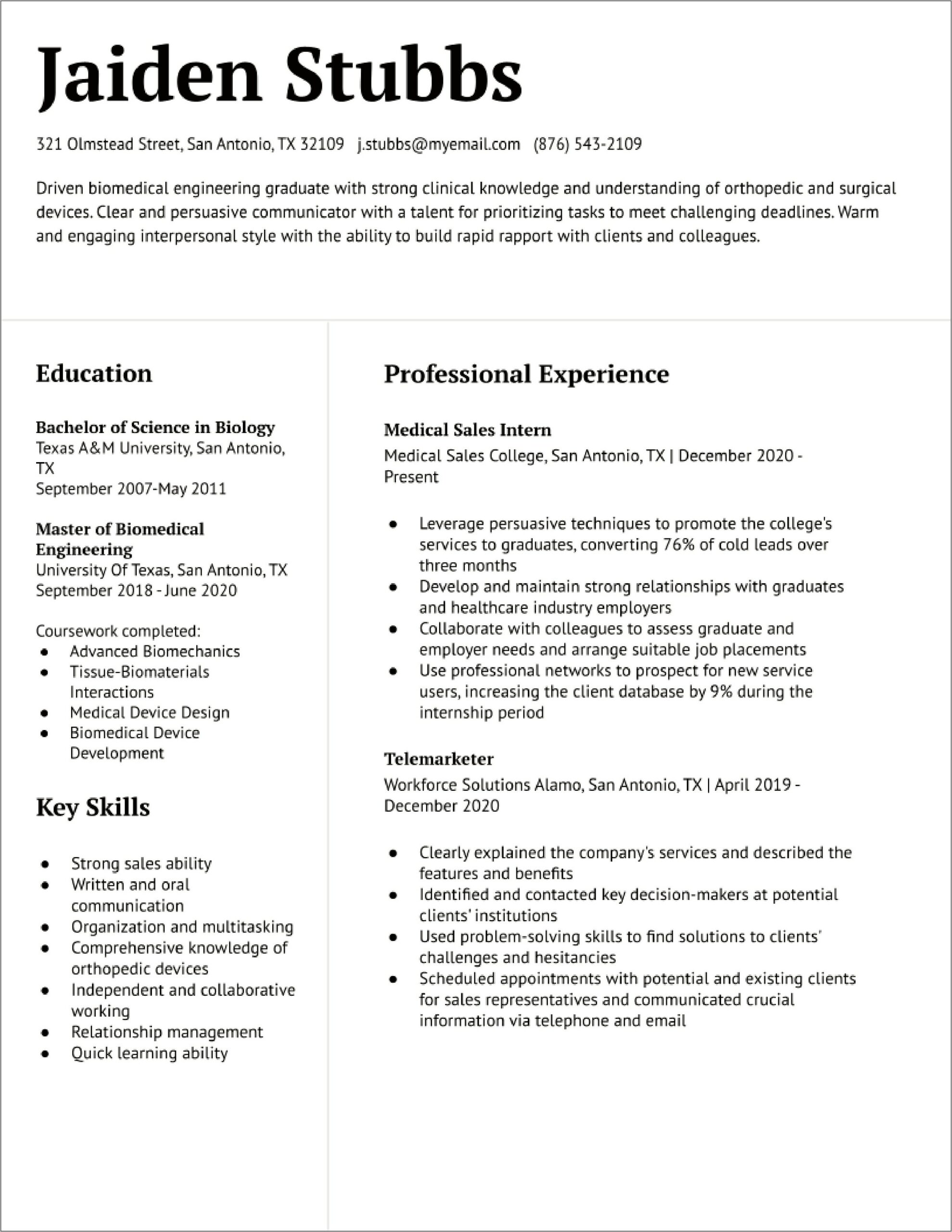 Sales Resume For Someone With No Experience