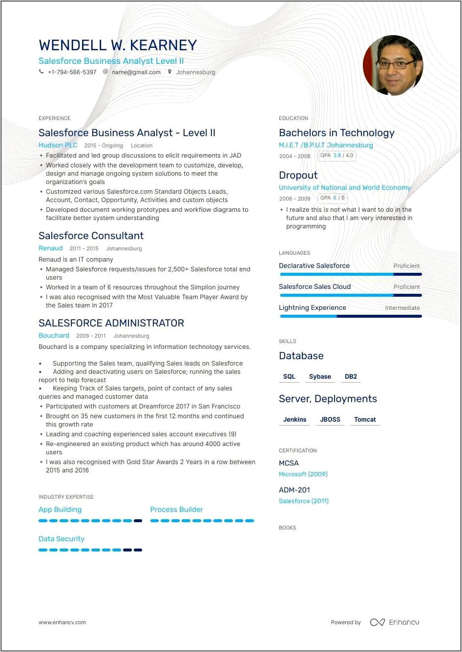 Salesforce Business Analyst Admin Sample Resume
