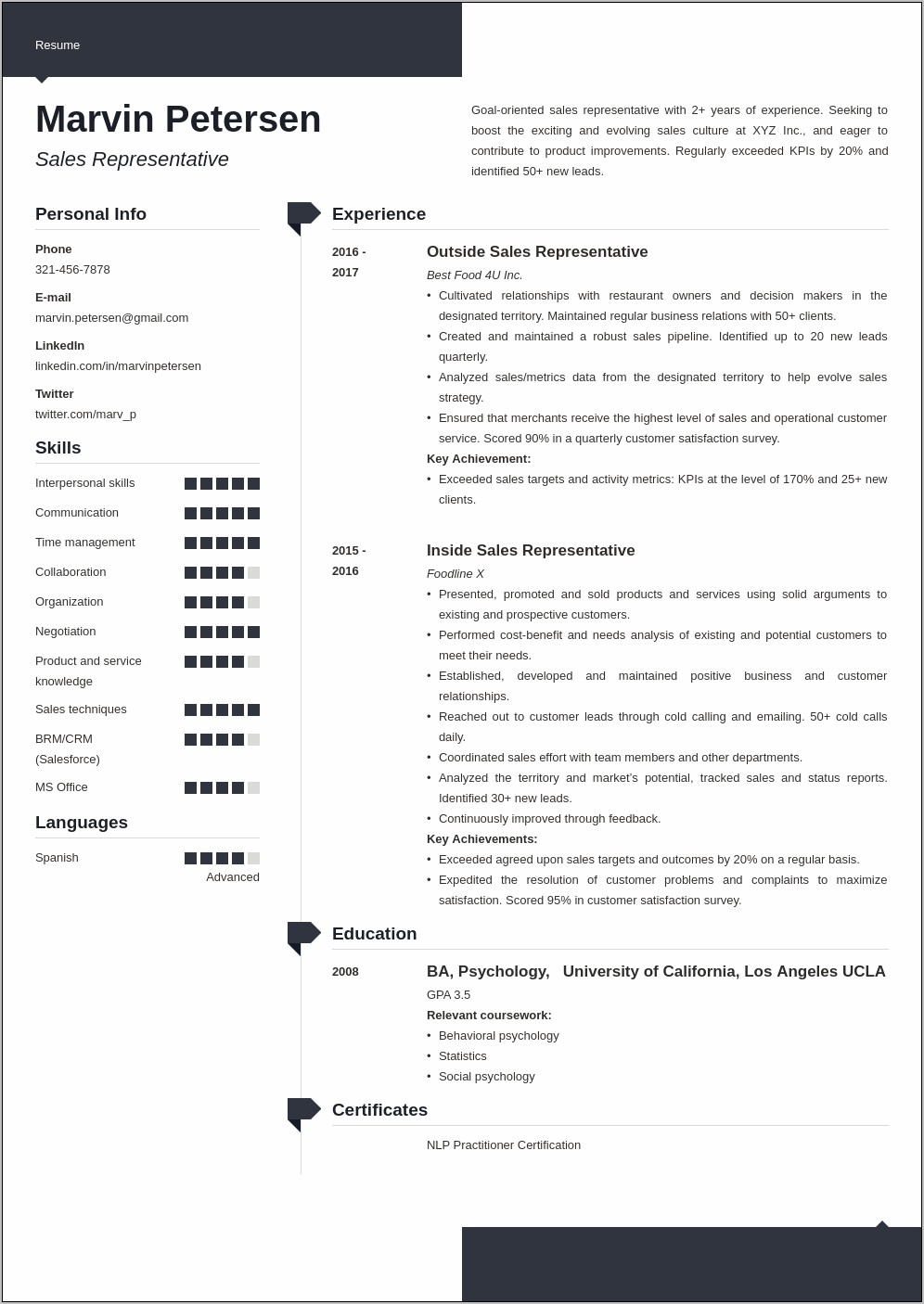 Salesforce Sample Resume With Sales Process