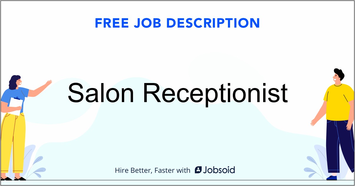 Salon Receptionist Job Description For Resume