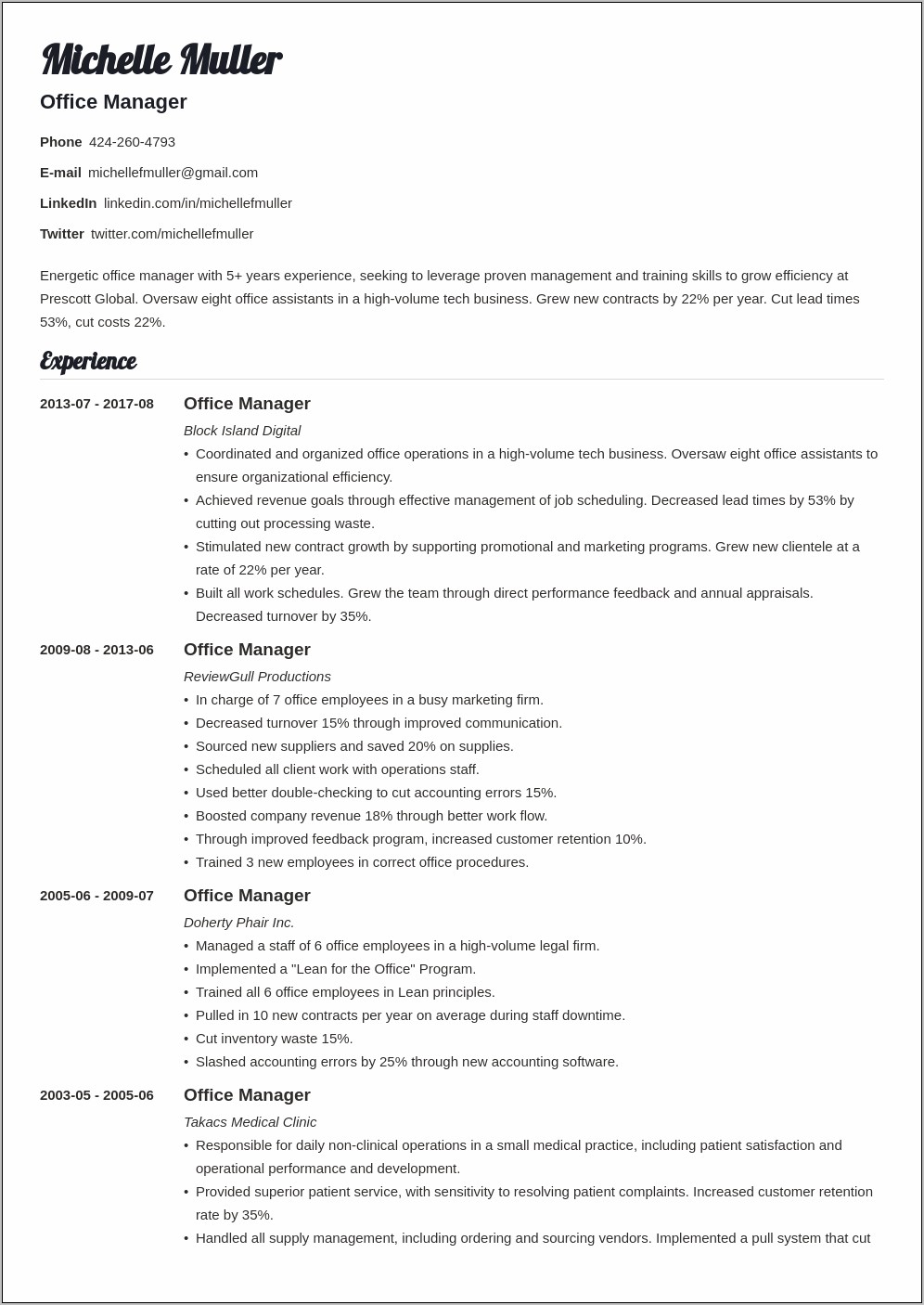 Same Job Goes To Second Page On Resume