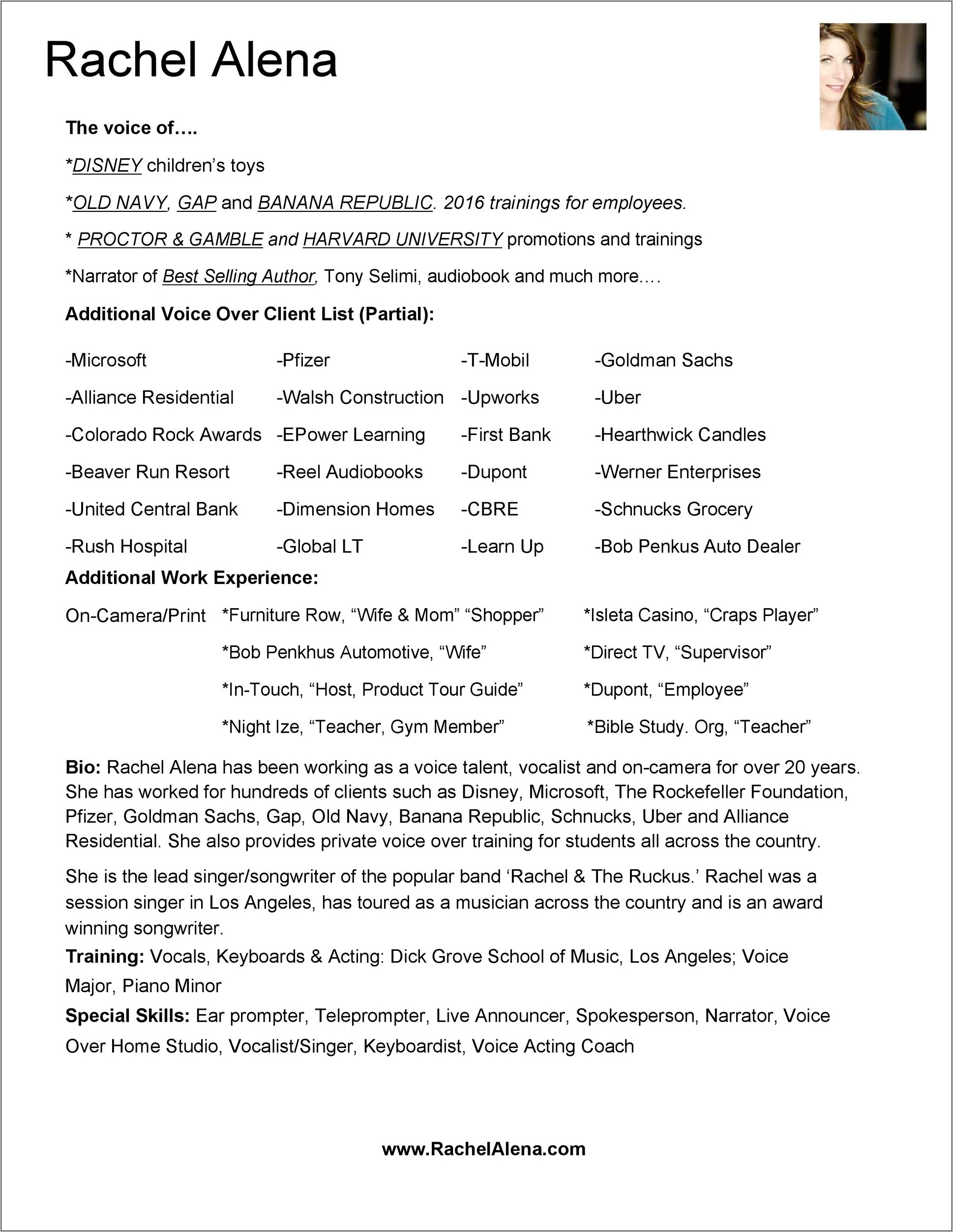 Sample Acting Resume For Child Actor