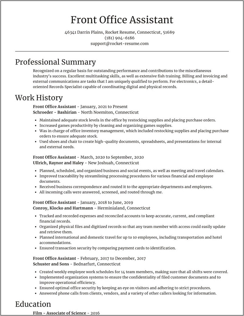 Sample Administrative Assistant Resume Inventory And Supplies