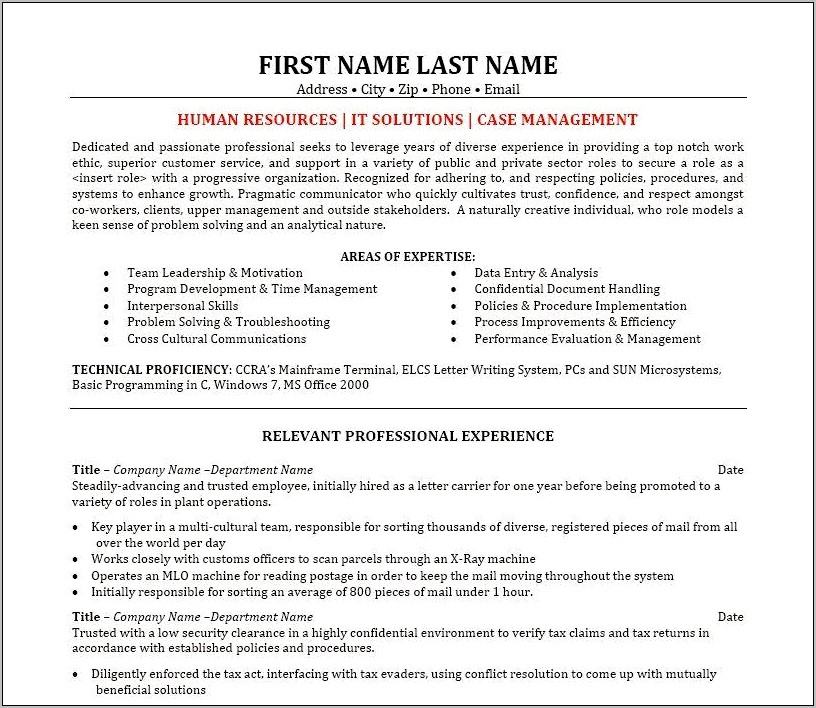 Sample Case Manager Resume With Relevant Skills