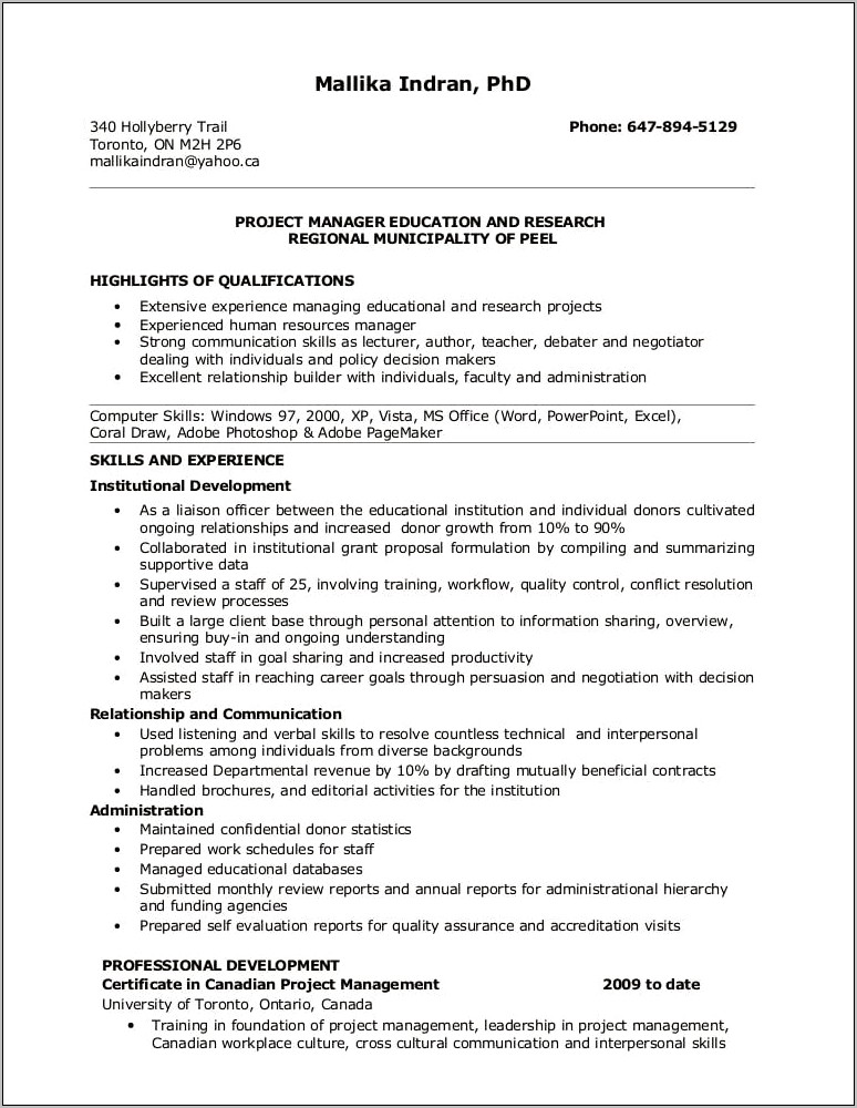Sample Clinical Research Project Manager Resume