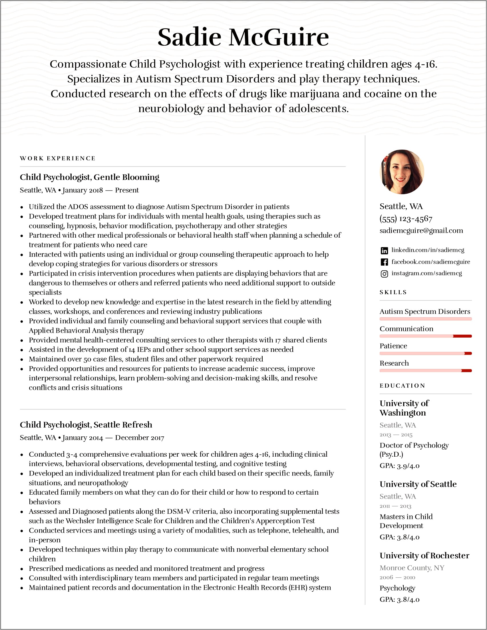 Sample Clinical Substance Abuse Counselor Resume