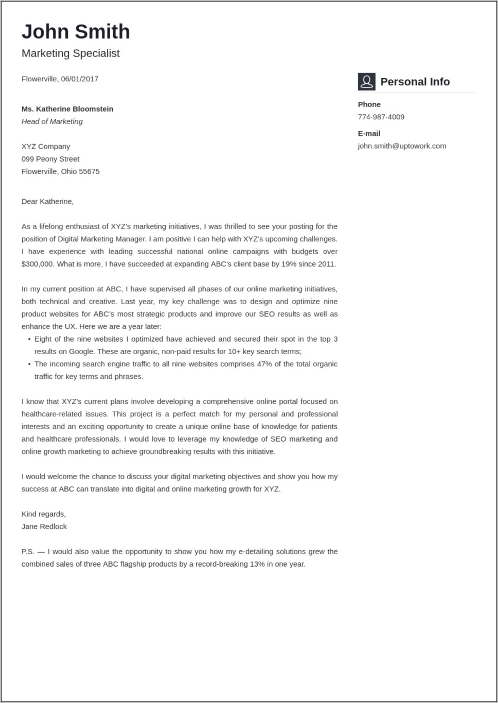 Sample Cover Letter For Cv Resume