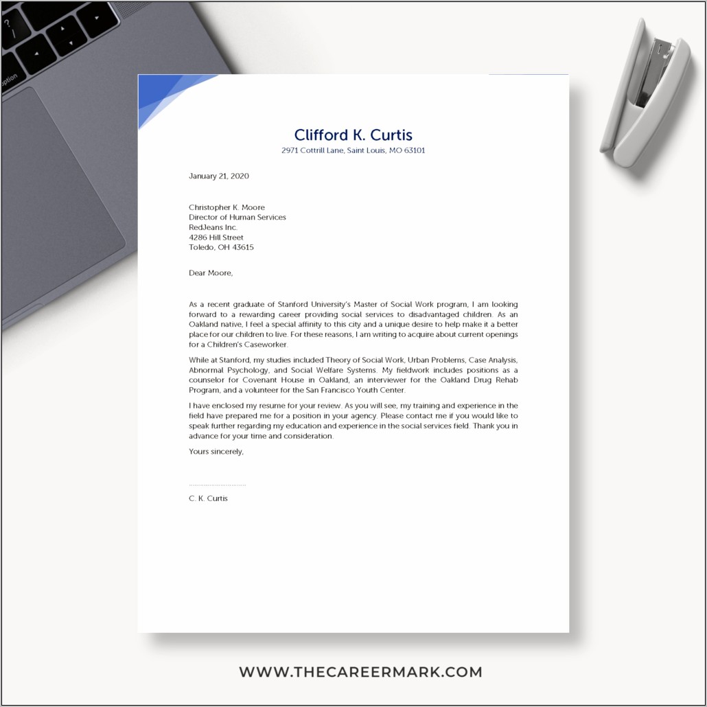Sample Cover Letter For Resume For Childrens Director