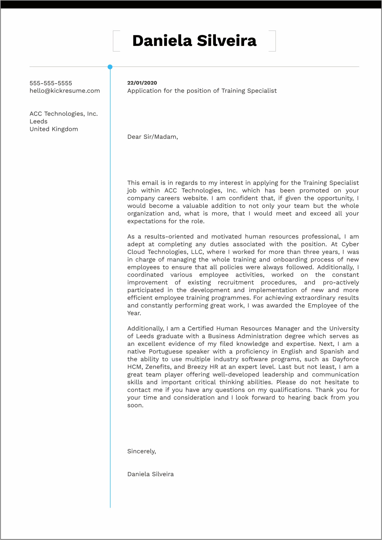 Sample Cover Letter For Resume Personal Trainer