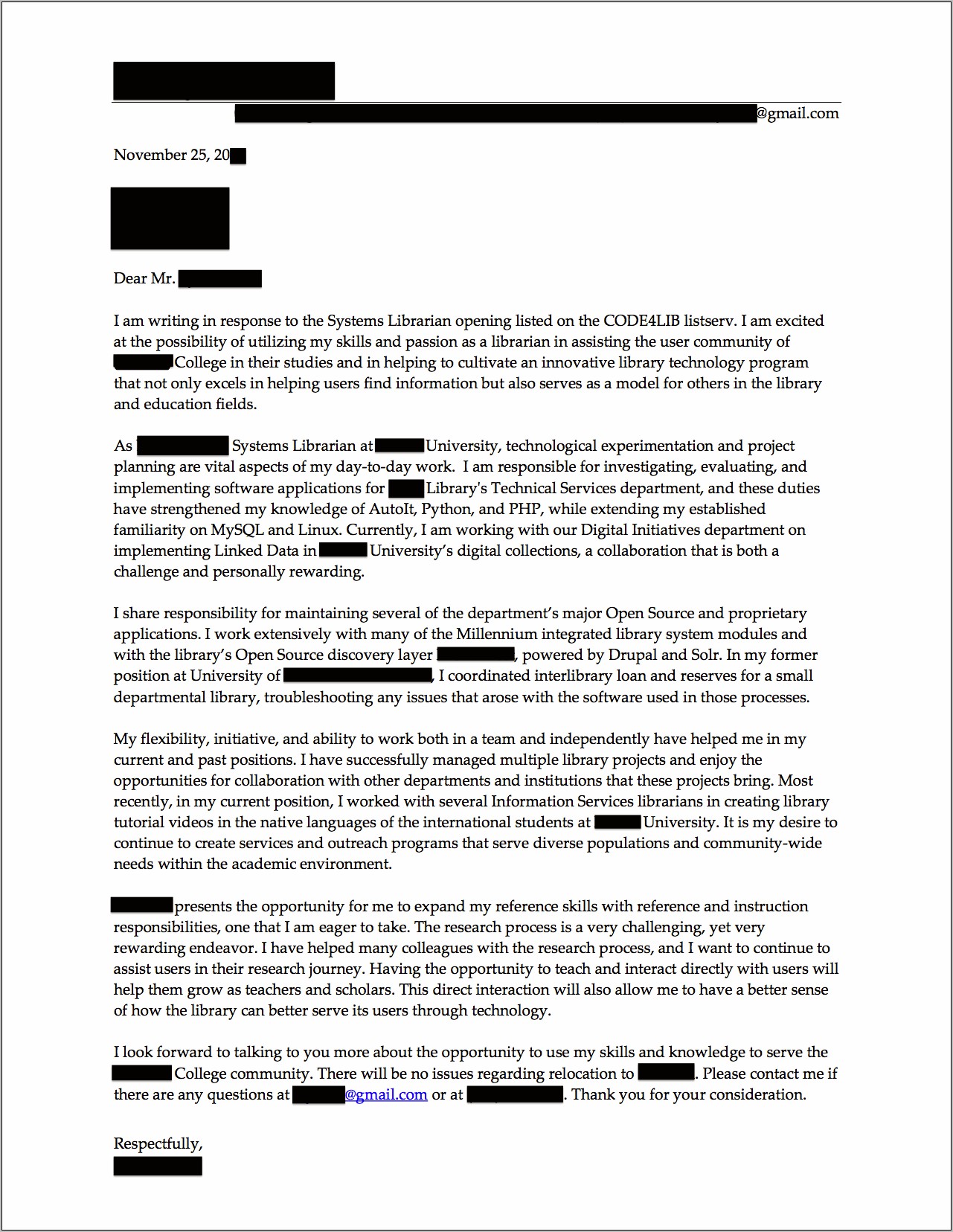 Sample Cover Letter For School Librarian Resume