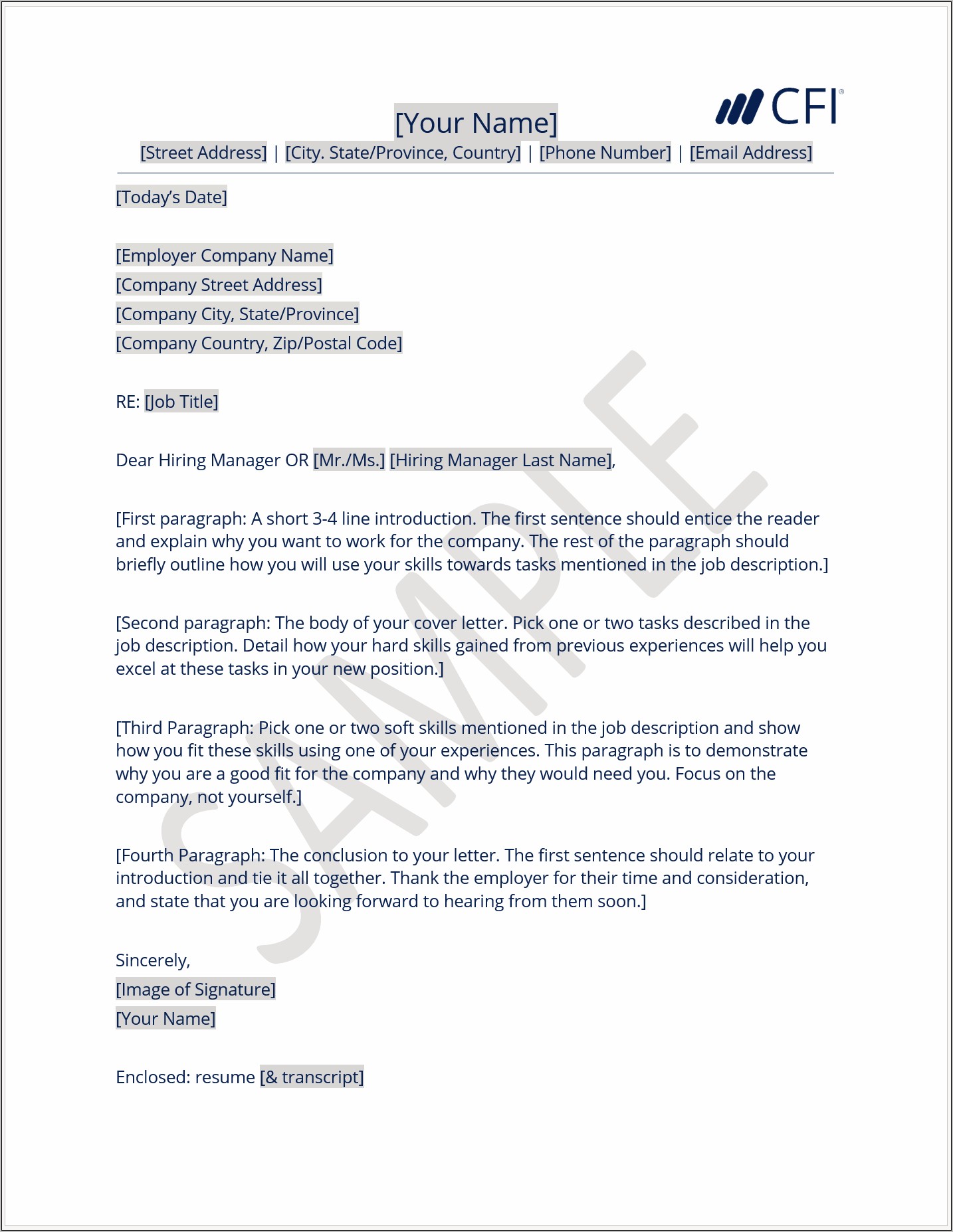 Sample Cover Letter For Sending Resume