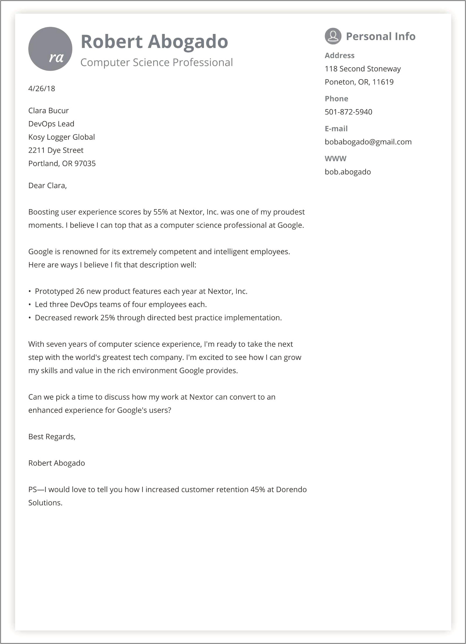 Sample Cover Letters To Send With Resume