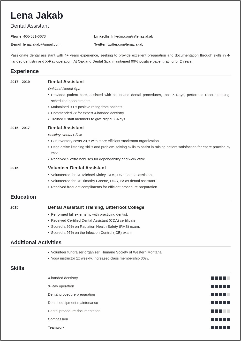 Sample Dental Assistant Resume No Experience