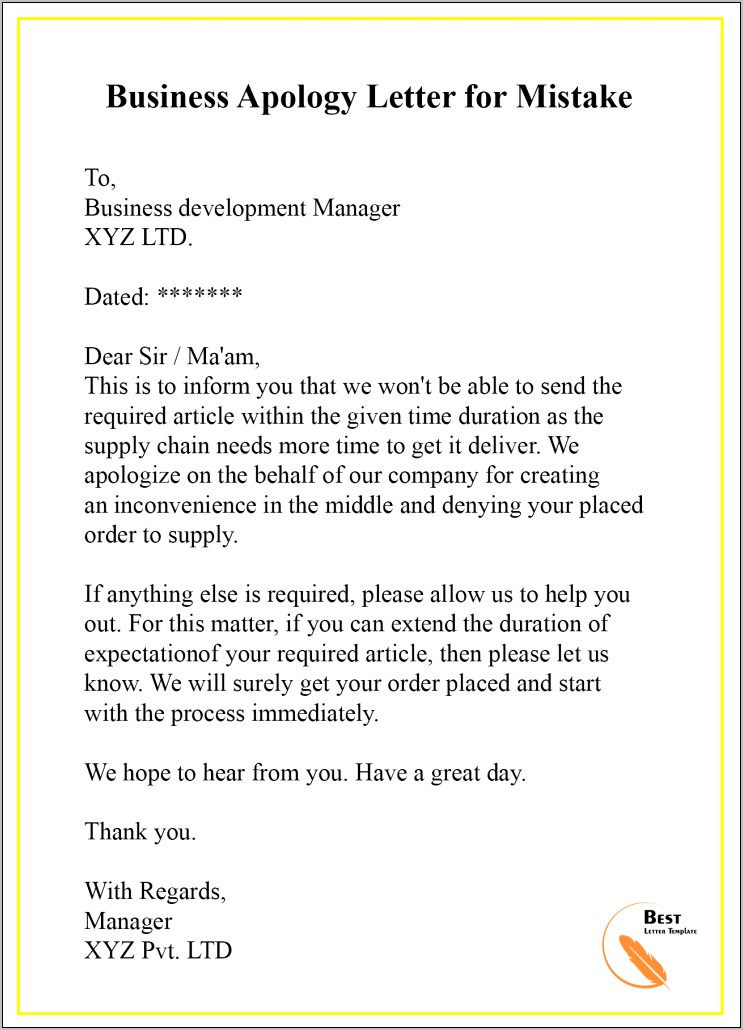 Sample Email Apology For Wrong Information In Resume