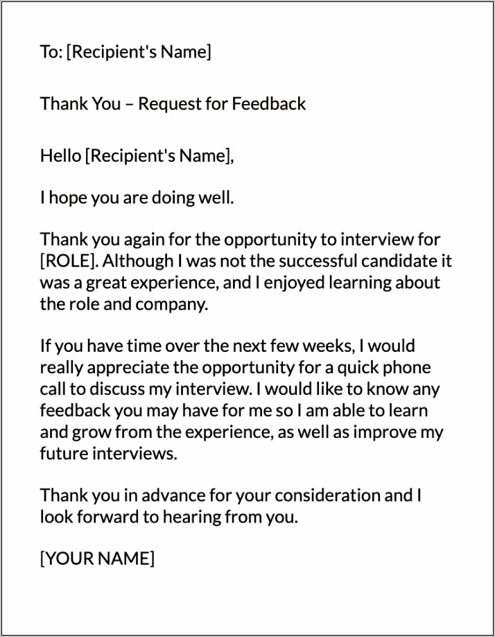 Sample Email Asking For Resume Feedback
