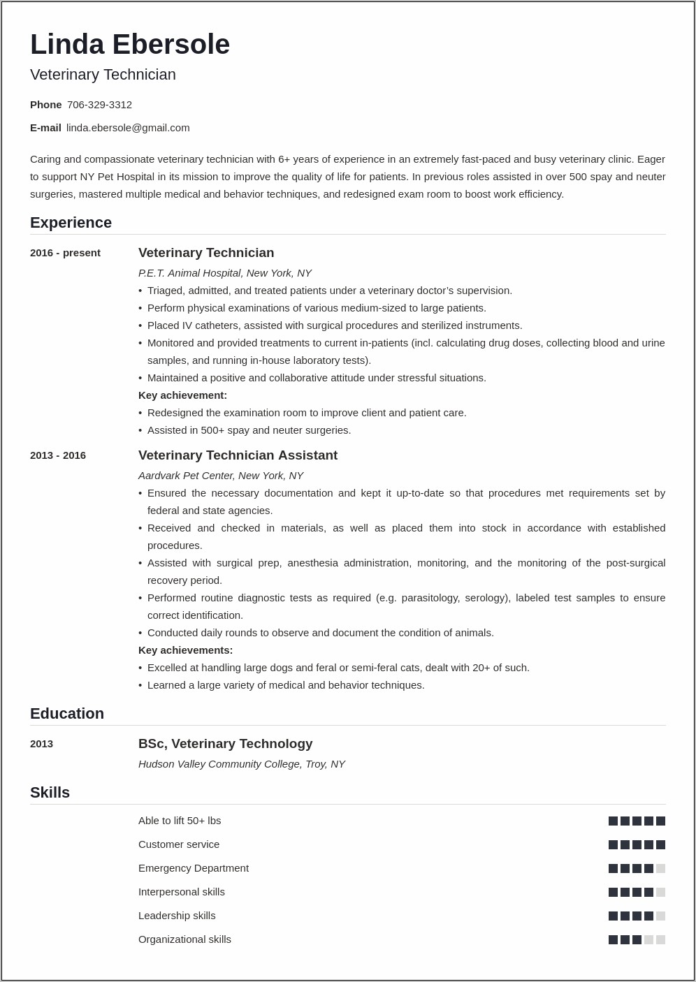 Sample Entry Level Clean Room Technician Resume