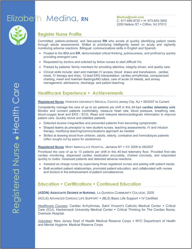 Sample Entry Level Resume For Nurses