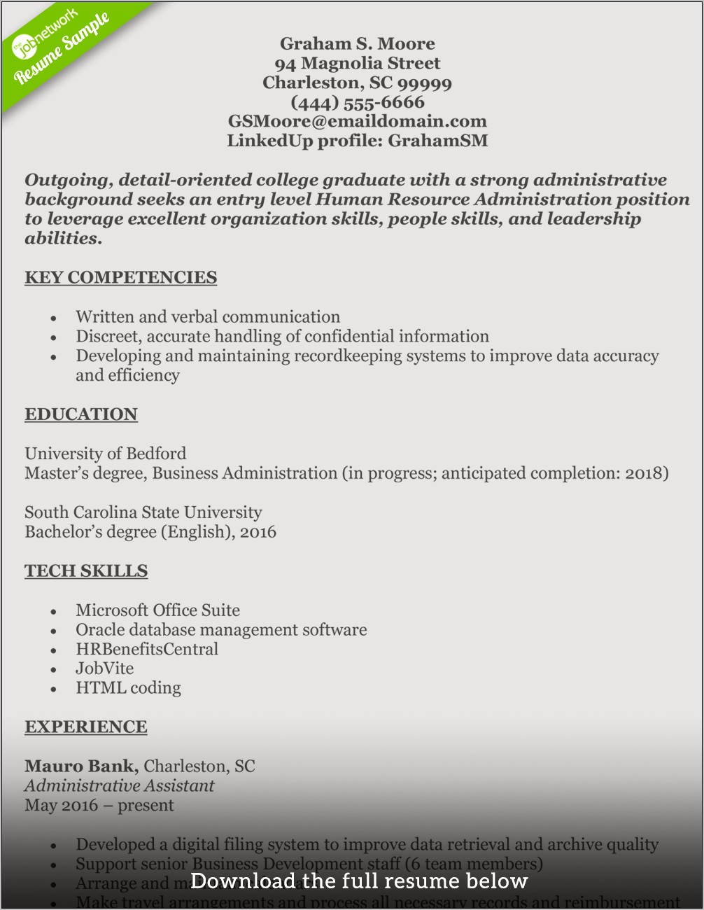 Sample Entry Level Resume With No Work Experience
