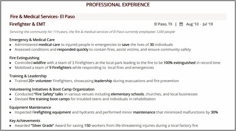 Sample Firefighter Resume With No Experience