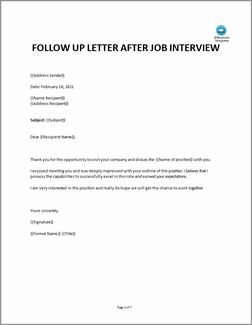 Sample Follow Up Email For Resume Submission