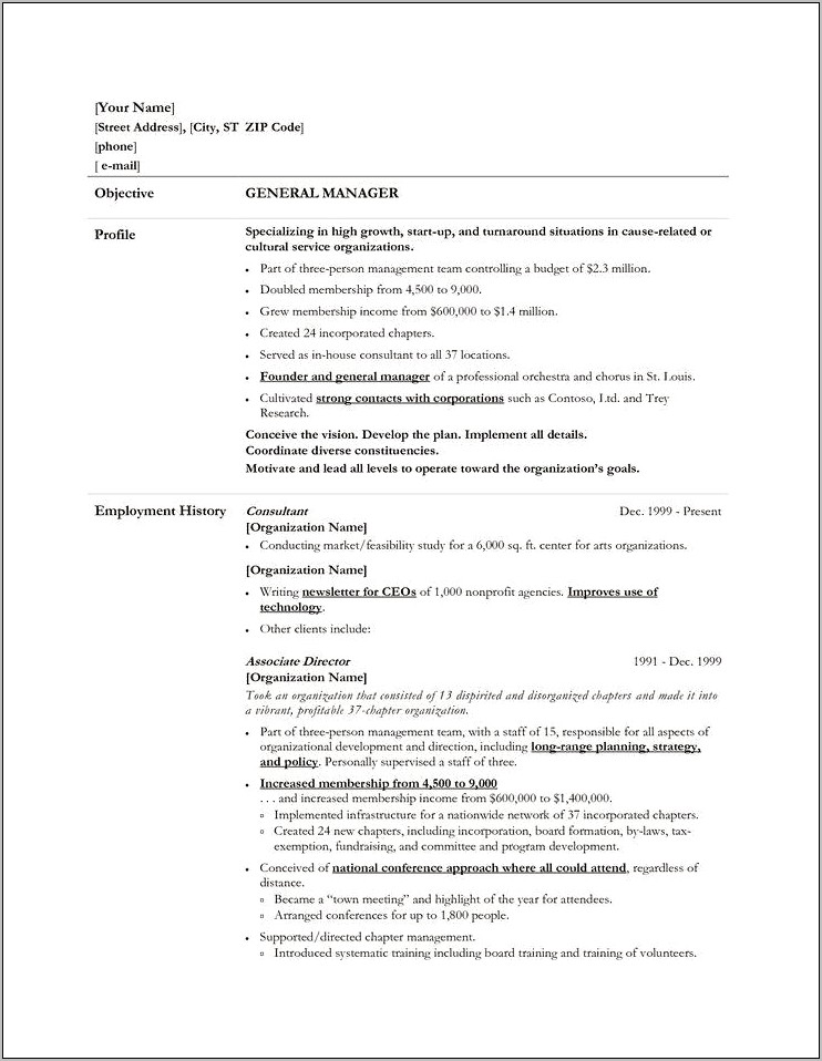 Sample General Objective Statement For Resume