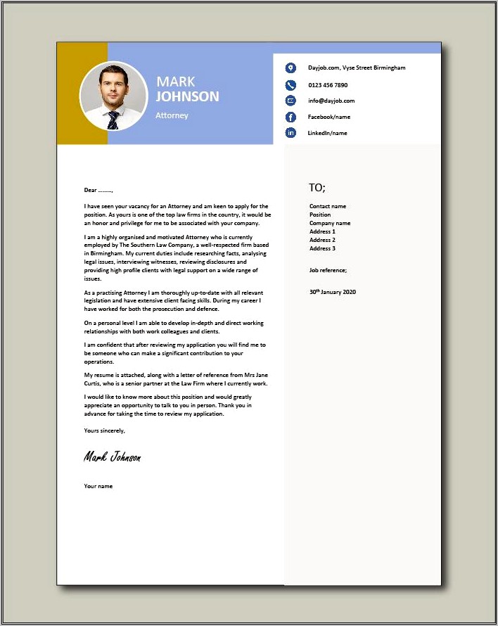 Sample Letter Of Resume Of Overseas Attorney