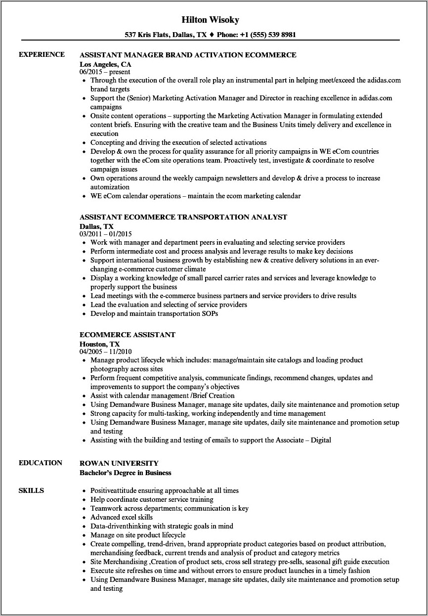 Sample Objectives In Resume For Virtual Assistant