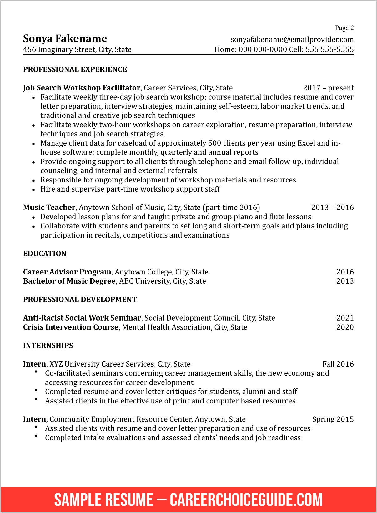 Sample Of A College Counselor Resume