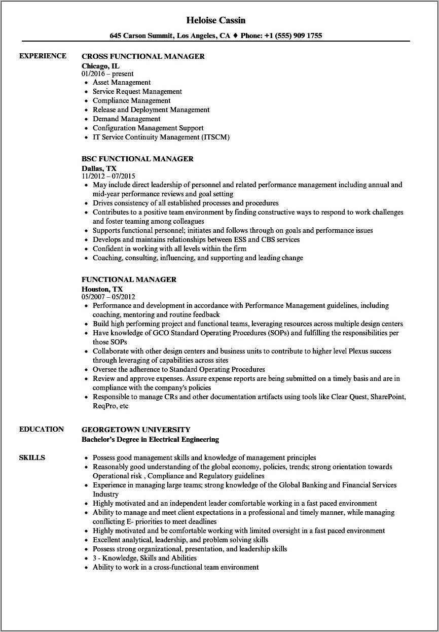 Sample Of A Good Functional Resume
