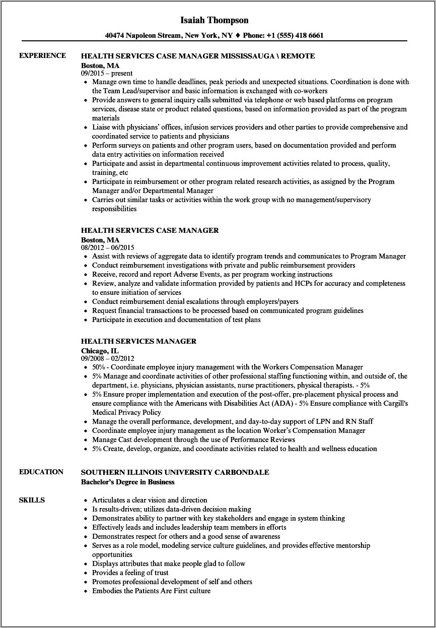 Sample Of A Great Hospital Manager Resume