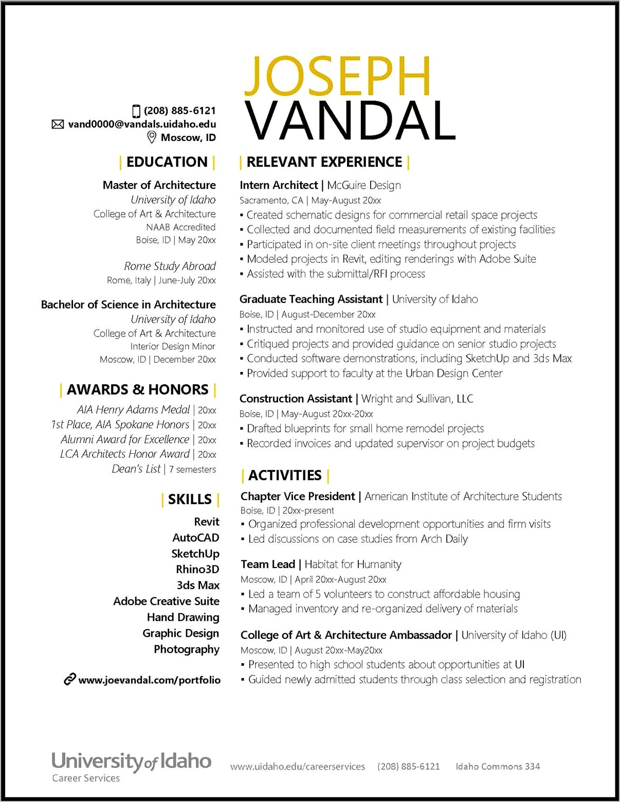 Sample Of A Resume For College Application