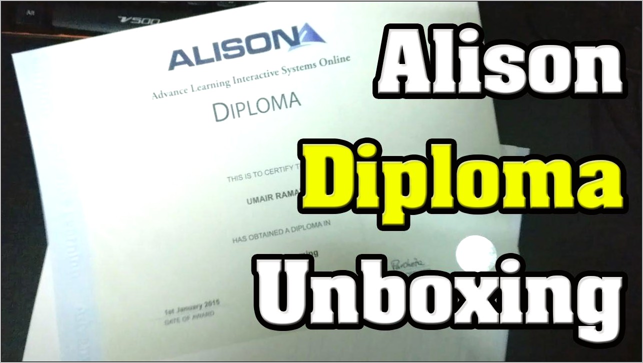 Sample Of Alison Courses On Resume