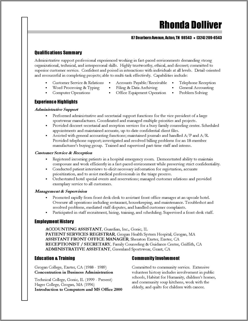 Sample Of Executive Administrative Assistant Resume