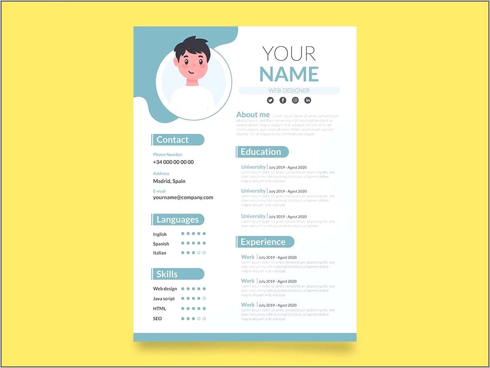 Sample Of Free Resume Templates For Teens