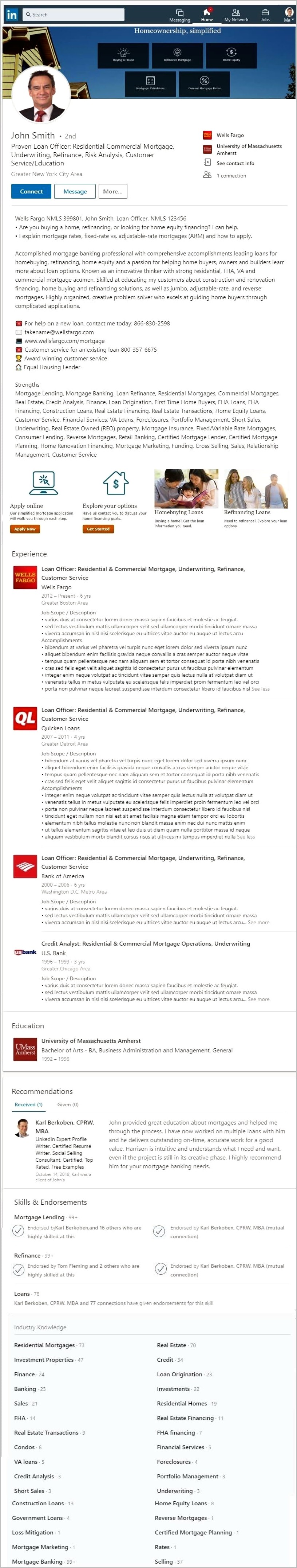 Sample Of Mortgage Loan Officer Resume