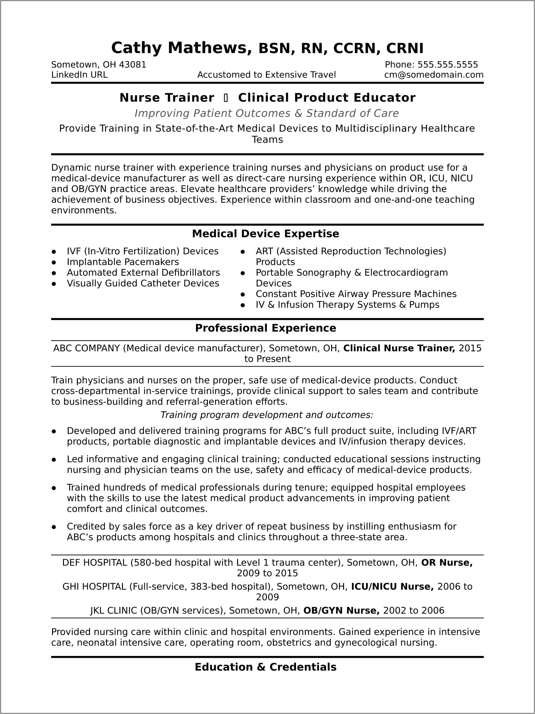 Sample Of Objectives In Resume For Nurses